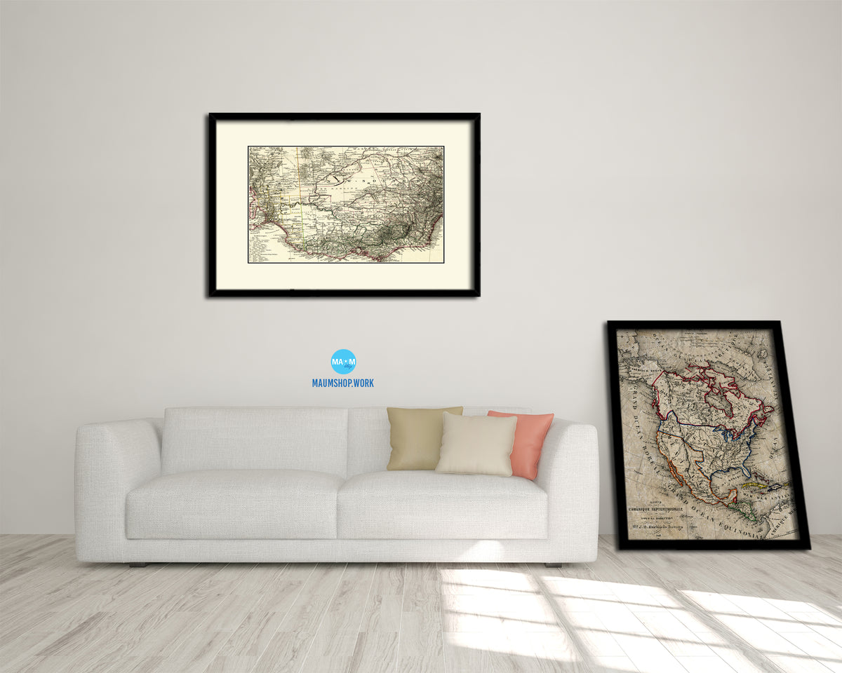 Australia Old Map Framed Print Art Wall Decor Gifts