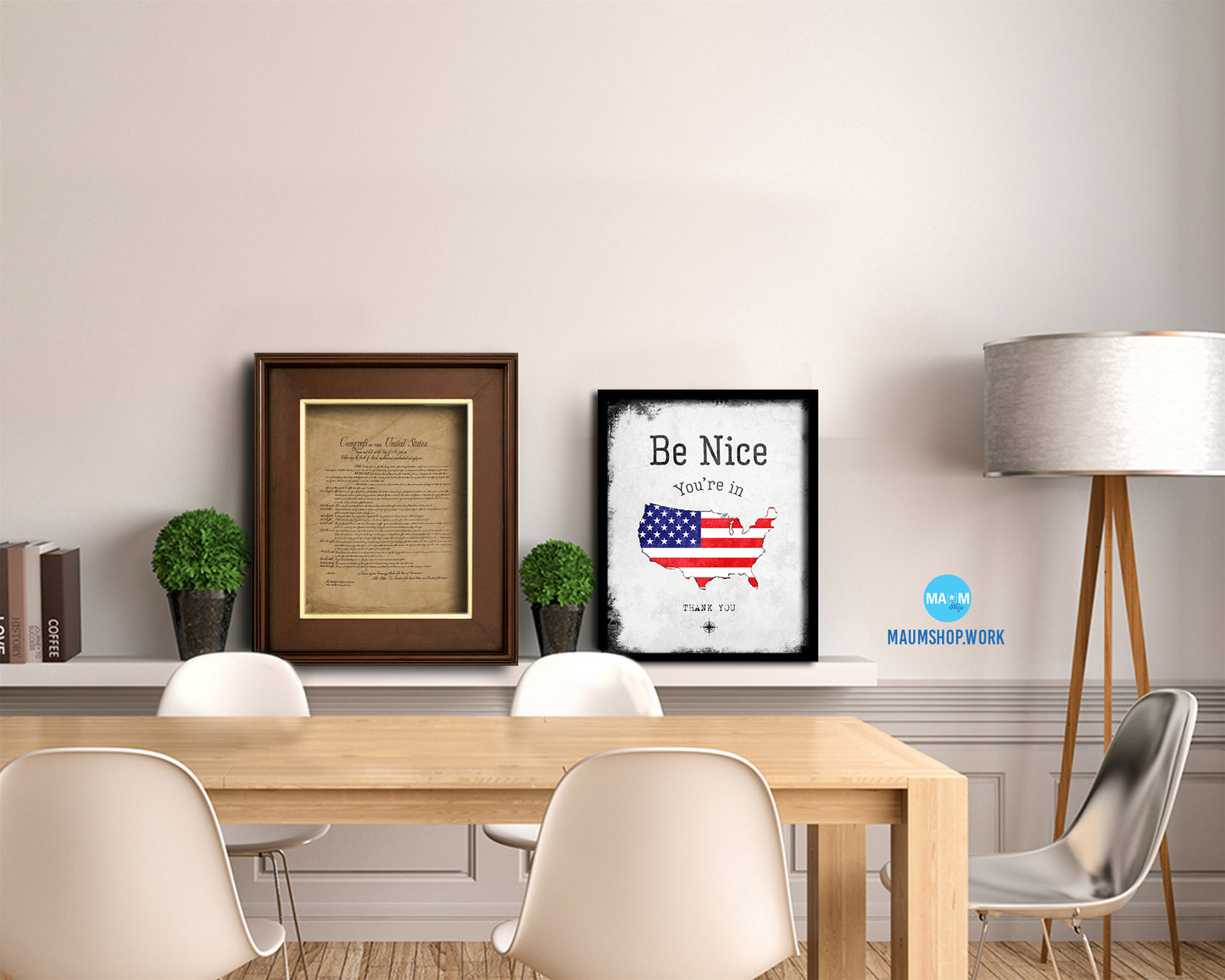 Declaration of Independence US Historical Print Art Wood Framed Wall Decor Gifts, 12" x 16"