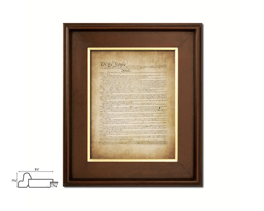 Constitution We the people US Historical Print Art Wood Framed Wall Decor Gifts, 12" x 16"