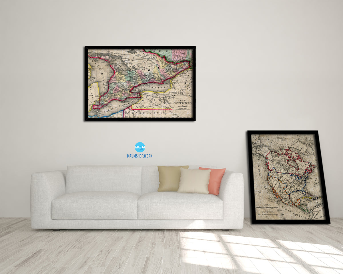 Ontario Canada Historical Map Framed Print Art Wall Decor Gifts
