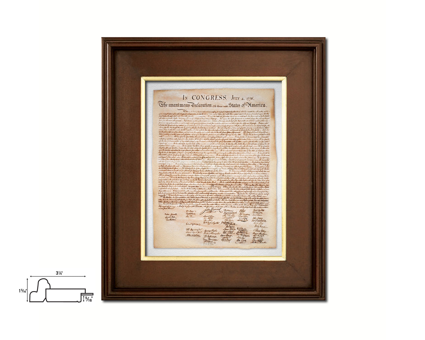 Bill of Rights US Historical Print Art Wood Framed Wall Decor Gifts, 12" x 16"