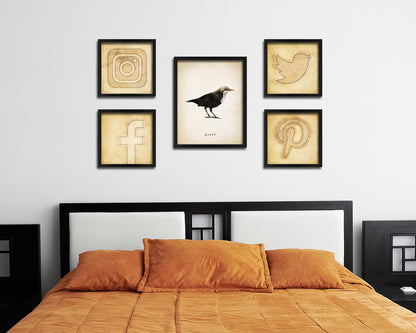 Quzel Vintage Bird Fine Art Paper Prints Home Decor Wall Art Gifts