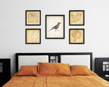 Joy Vintage Bird Fine Art Paper Prints Home Decor Wall Art Gifts