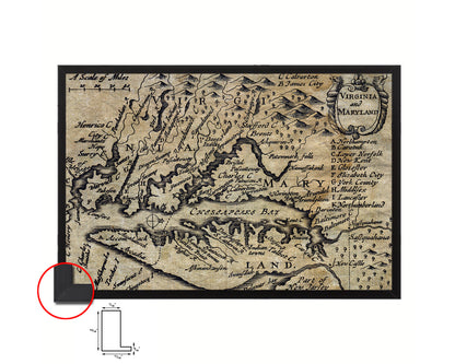 Virginia and Maryland John Speed 1646 Historical Map Framed Print Art Wall Decor Gifts