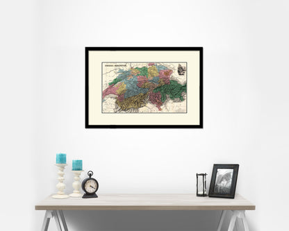 Switzerland the 19th Century Trousset Encyclopedia 1886-1891 Old Map Print Art Frame