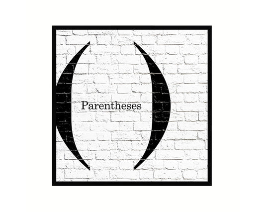 Parentheses Punctuation Symbol Framed Print Home Decor Wall Art Teacher Gifts