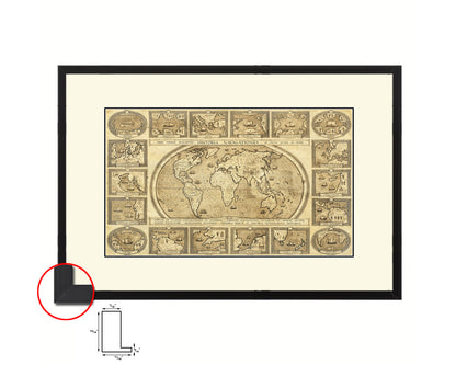 World Old Map Framed Print Art Wall Decor Gifts