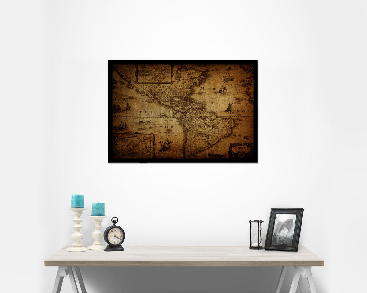America 1690 Vintage Map Framed Print Art Wall Decor Gifts