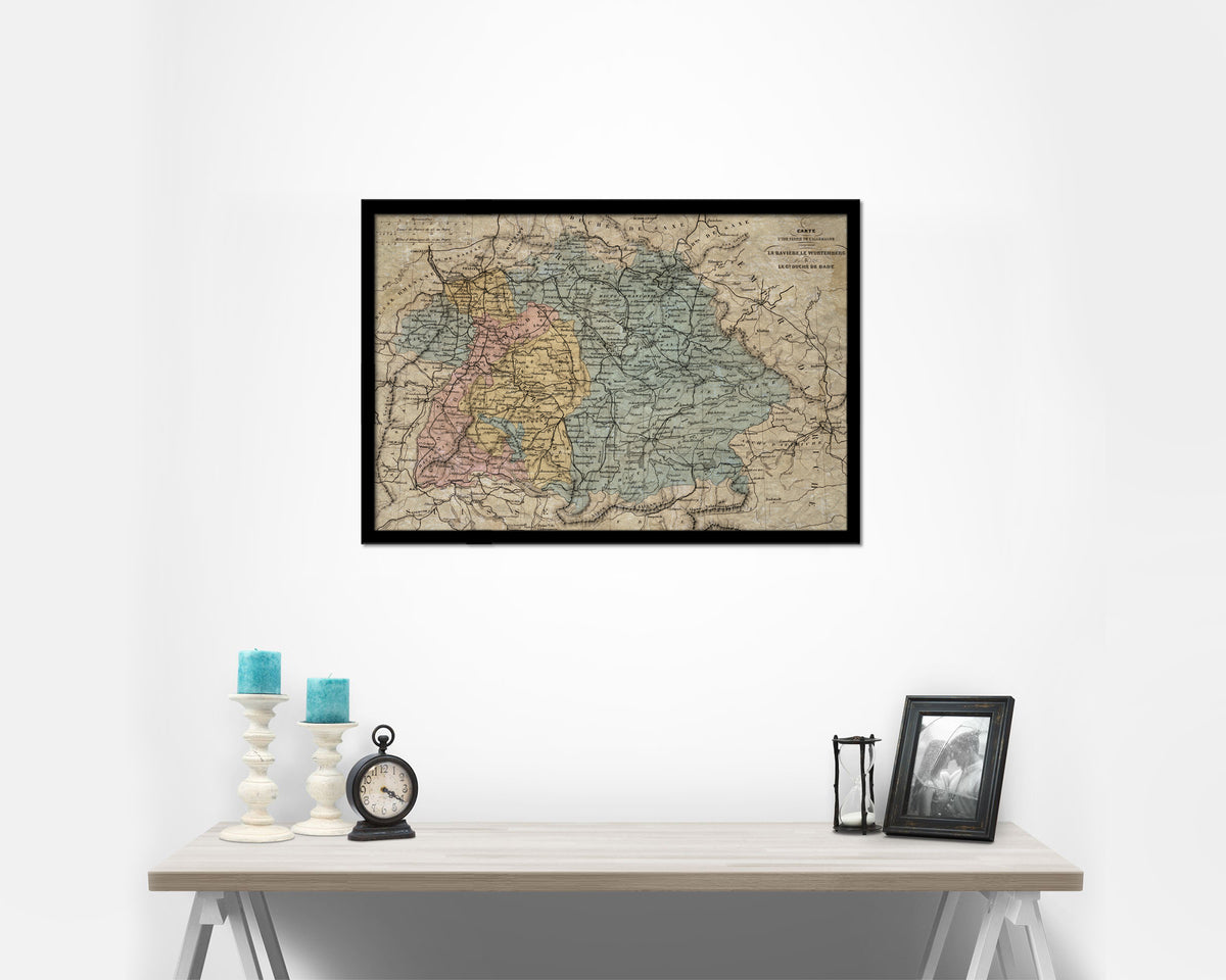 Bavaria Germany Historical Map Framed Print Art Wall Decor Gifts