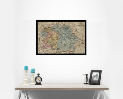 Bavaria Germany Historical Map Framed Print Art Wall Decor Gifts