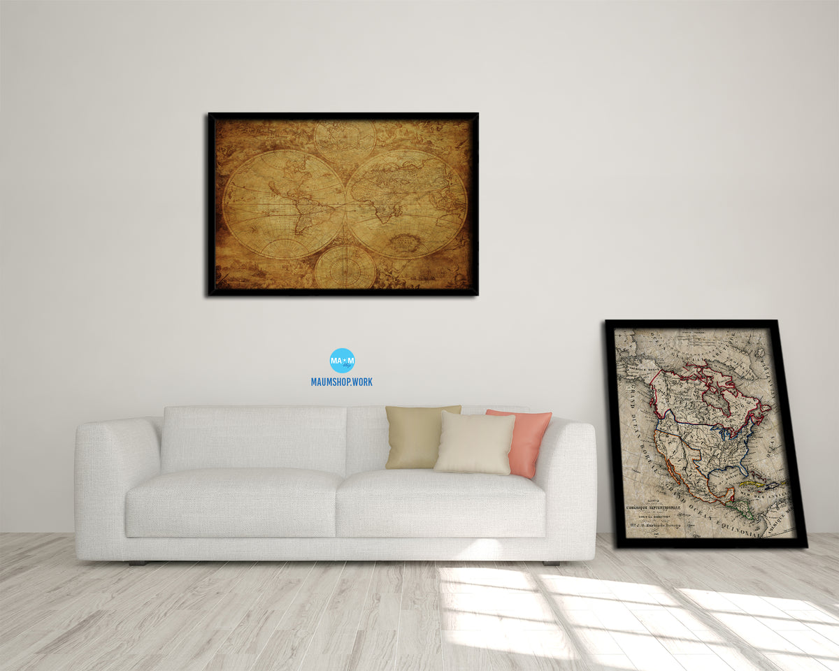 World Circa 1675-1710 Historical Map Framed Print Art Wall Decor Gifts