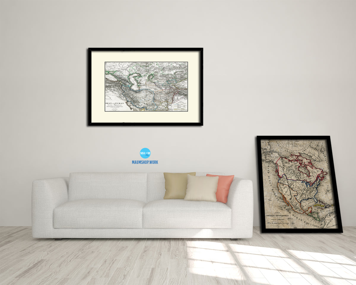 Middle East Iran Iraq Old Map Framed Print Art Wall Decor Gifts