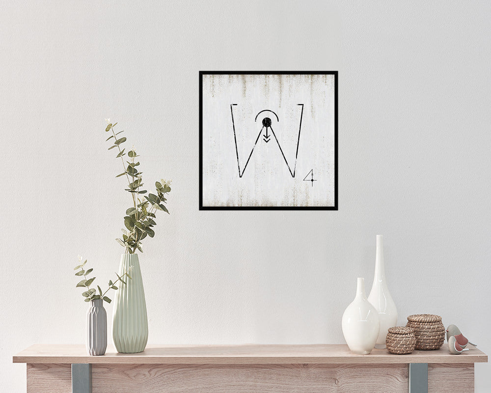 Letter W Custom Scrabble Sign Framed Prints Wall Art Decor Gifts, White Wash
