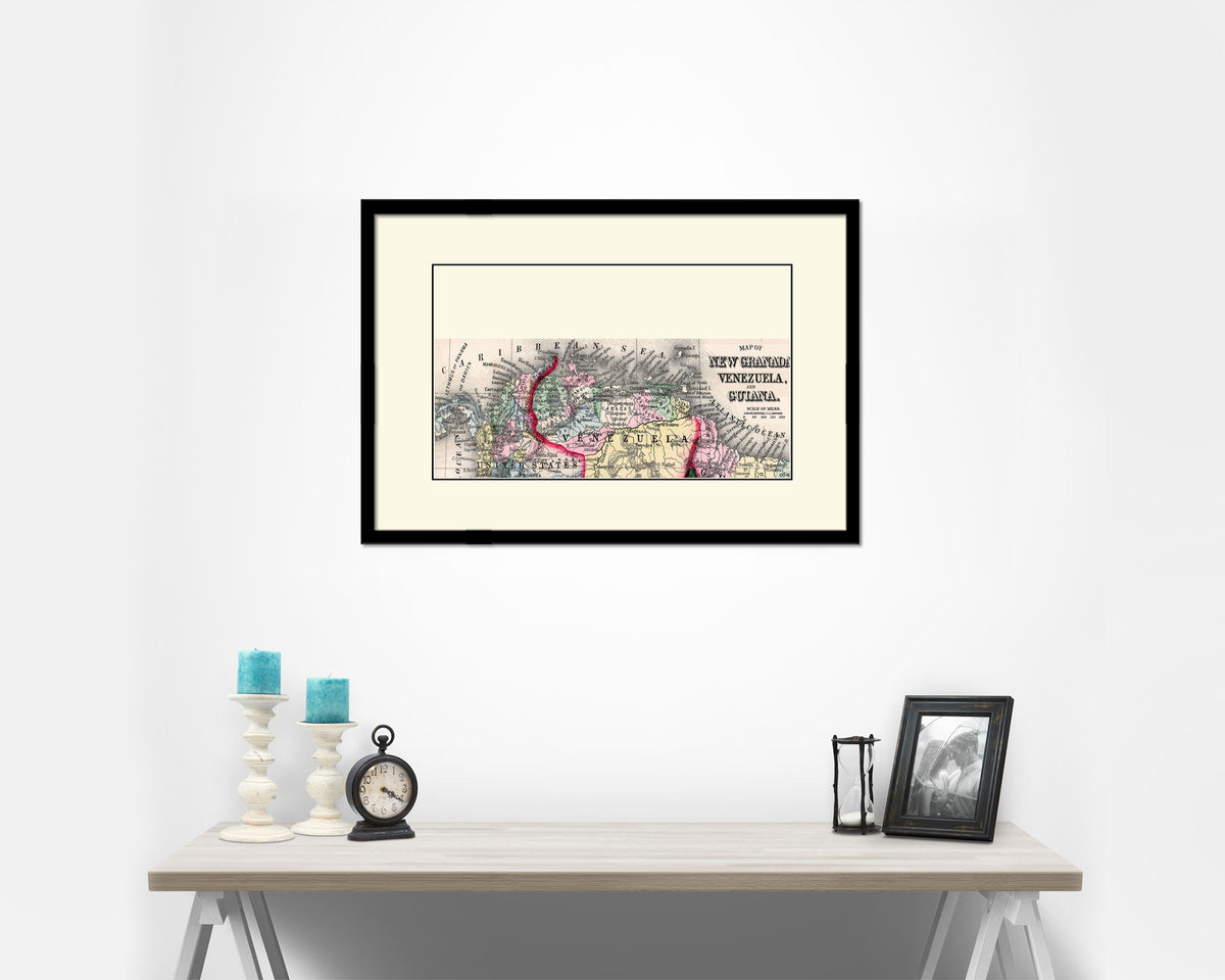 Venezuela Old Map Framed Print Art Wall Decor Gifts