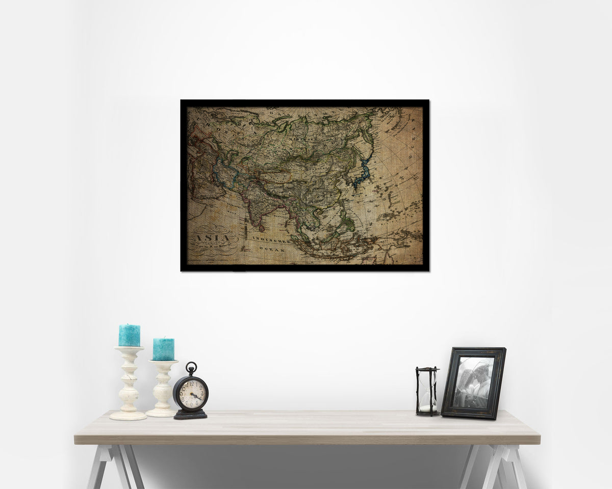 Asia 1872 Vintage Map Framed Print Art Wall Decor Gifts