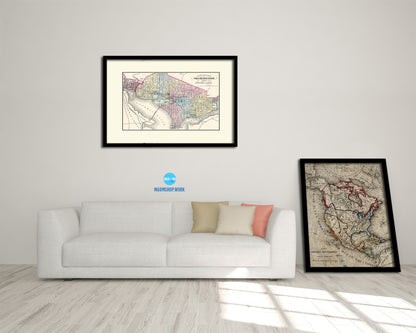 Washington DC Old Map Framed Print Art Wall Decor Gifts