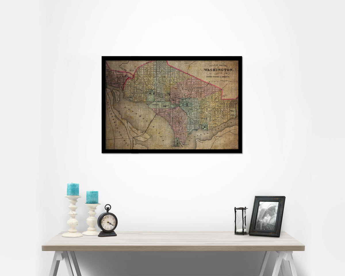 Washington DC Vintage Map Framed Print Art Wall Decor Gifts