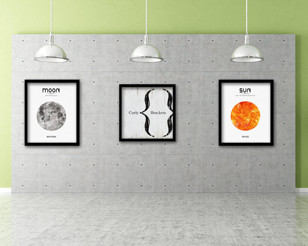 Curly Brackets Punctuation Symbol Framed Print Home Decor Wall Art Teacher Gifts