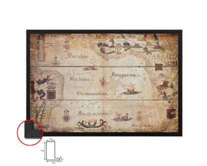 Portolan Chart of Atlantic Ocean Antique Map Framed Print Art Wall Decor Gifts