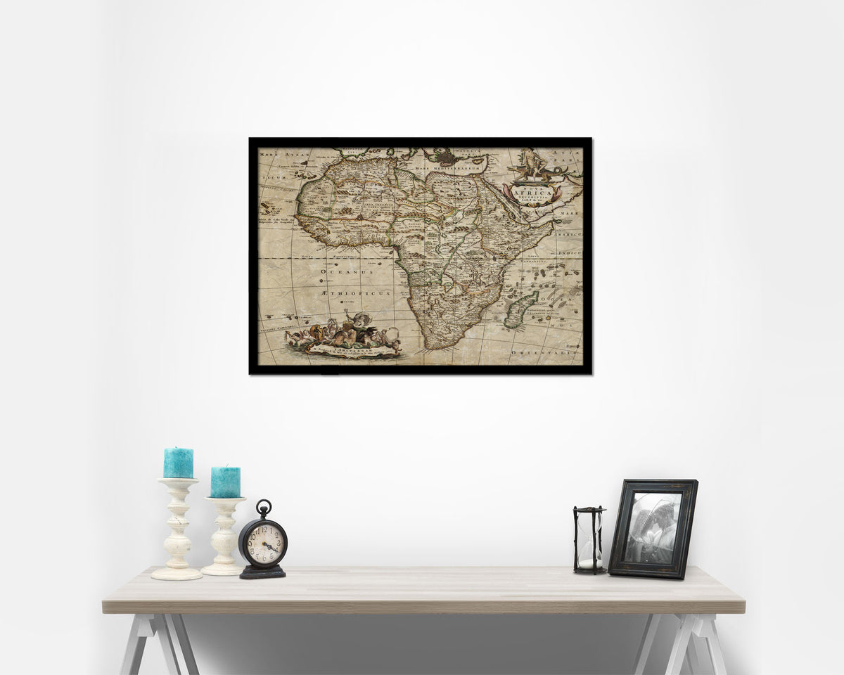 Africa Willem Blaeu Amsterdam 1635 Historical Map Framed Print Art Wall Decor Gifts