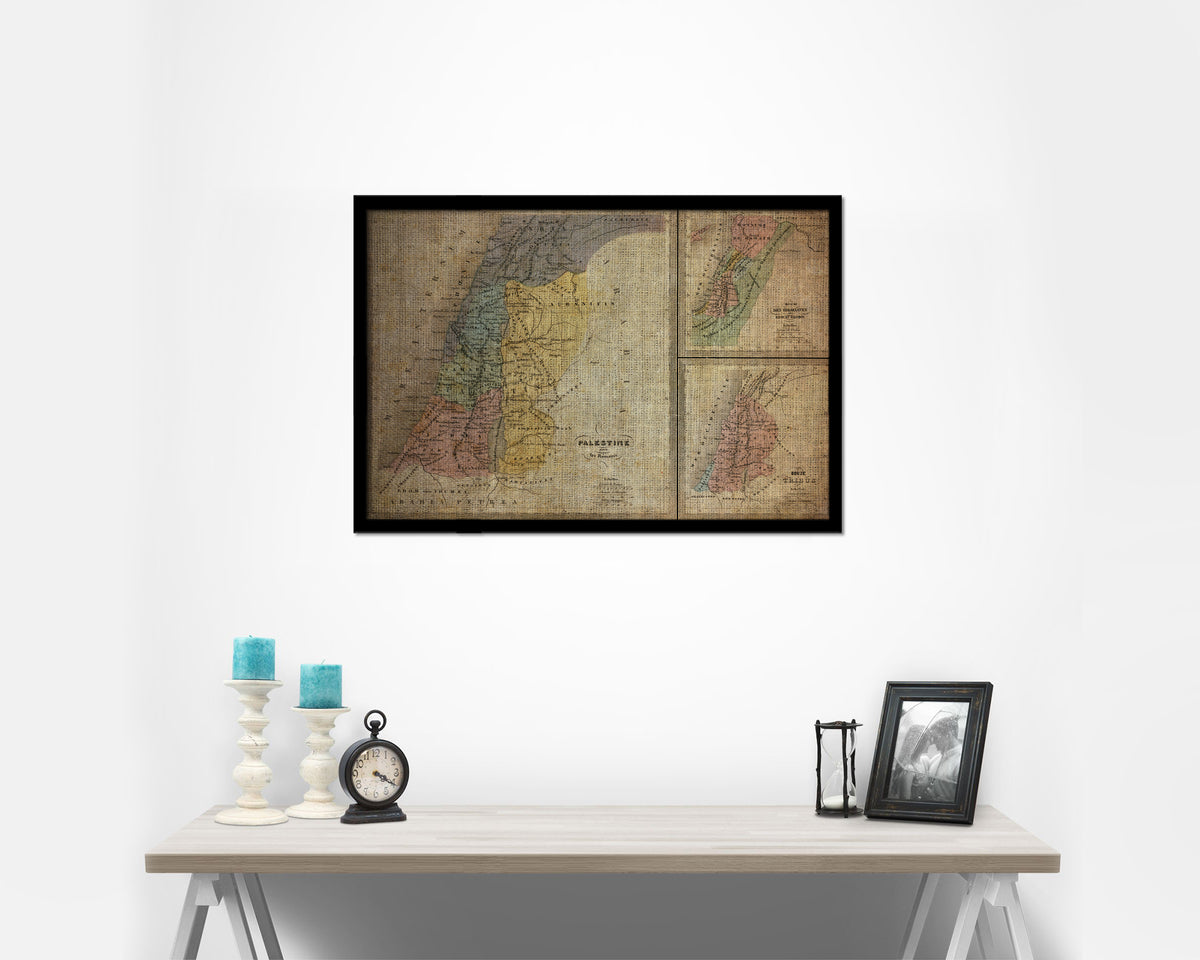 Holy Land Romans David Solomon Israel Palestine Vintage Map Framed Print Art Wall Decor Gifts