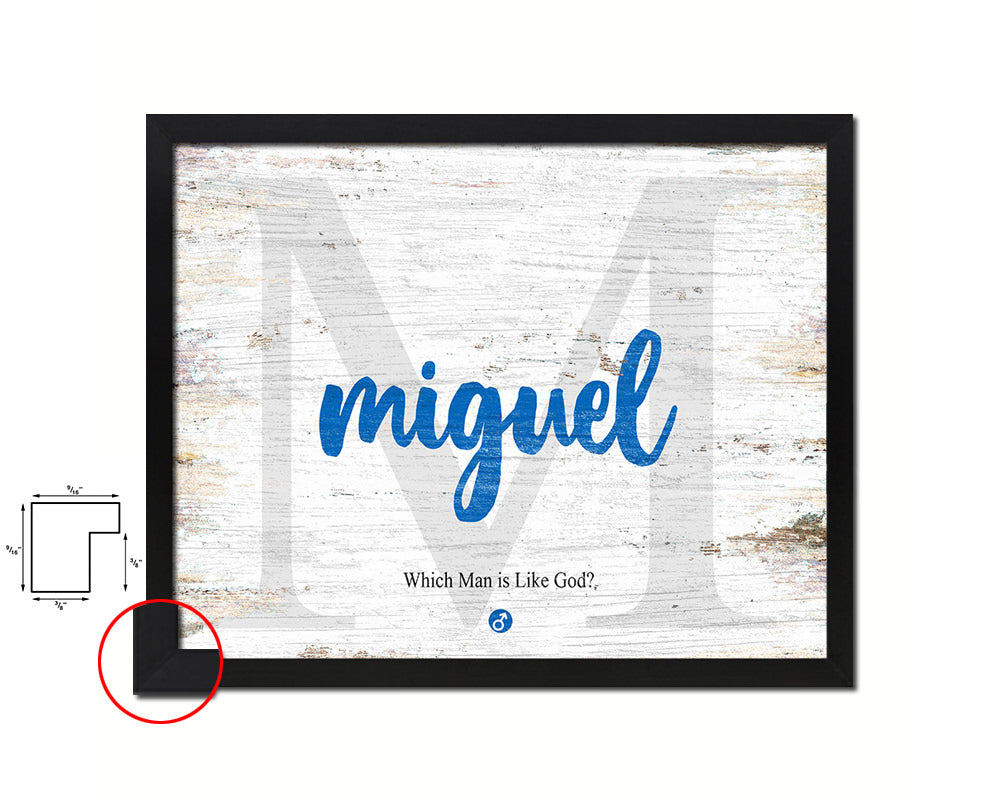 Miguel Personalized Bible Name Plate Framed Print Art Kids Baby Room Wall Decor Gifts