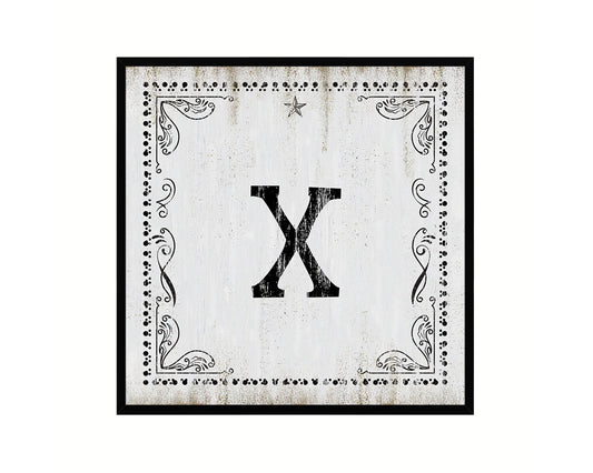 Letters X Custom Monogram Name Sign Framed Prints Wall Art Décor, White Wash