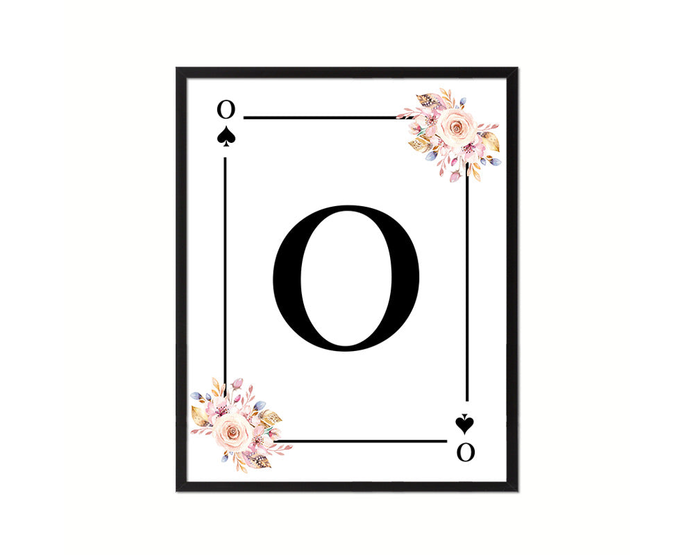 Letter O Custom Initial Boho Monogram Playing Card Framed Prints Wall Art