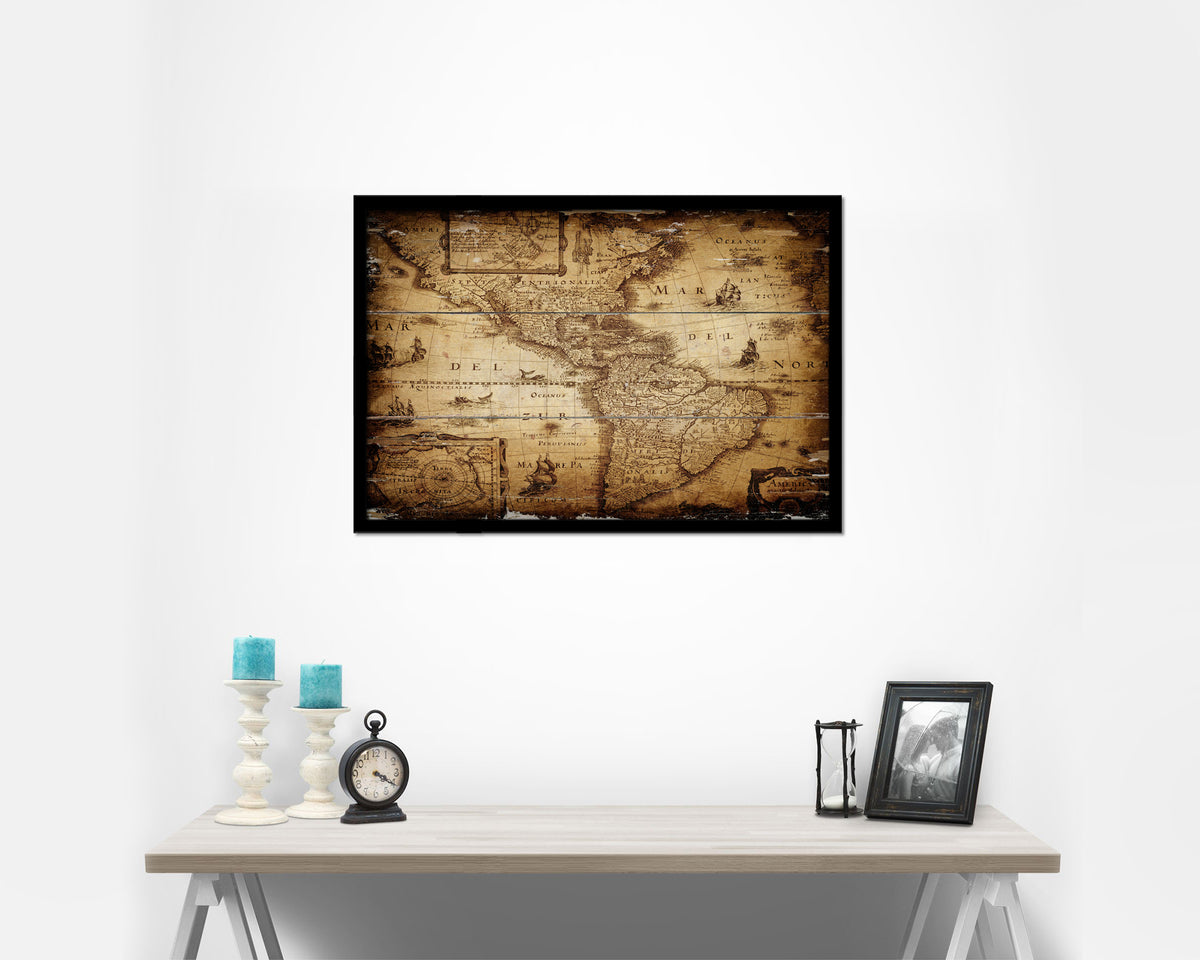 America 1690 Antique Map Framed Print Art Wall Decor Gifts