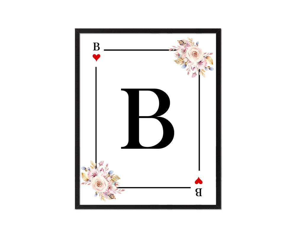 Letter B Custom Initial Boho Monogram Playing Card Framed Prints Wall Art