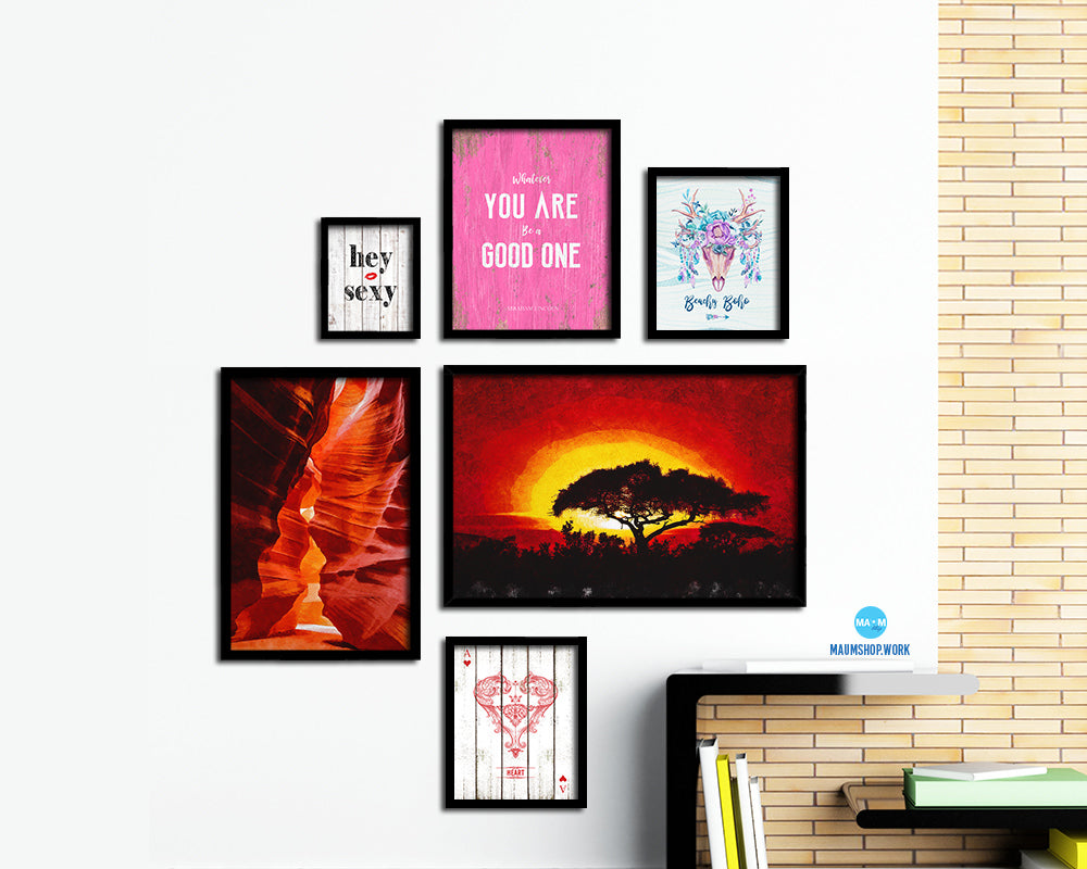 Sunrise Tree in Africa Landscape Painting Print Art Frame Home Wall Decor Gifts