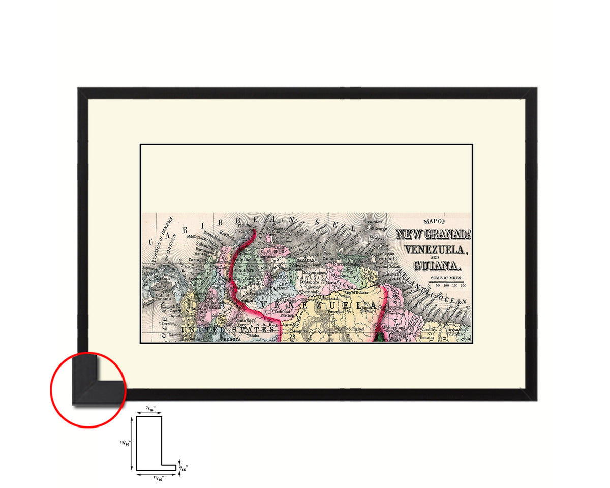 Venezuela Old Map Framed Print Art Wall Decor Gifts
