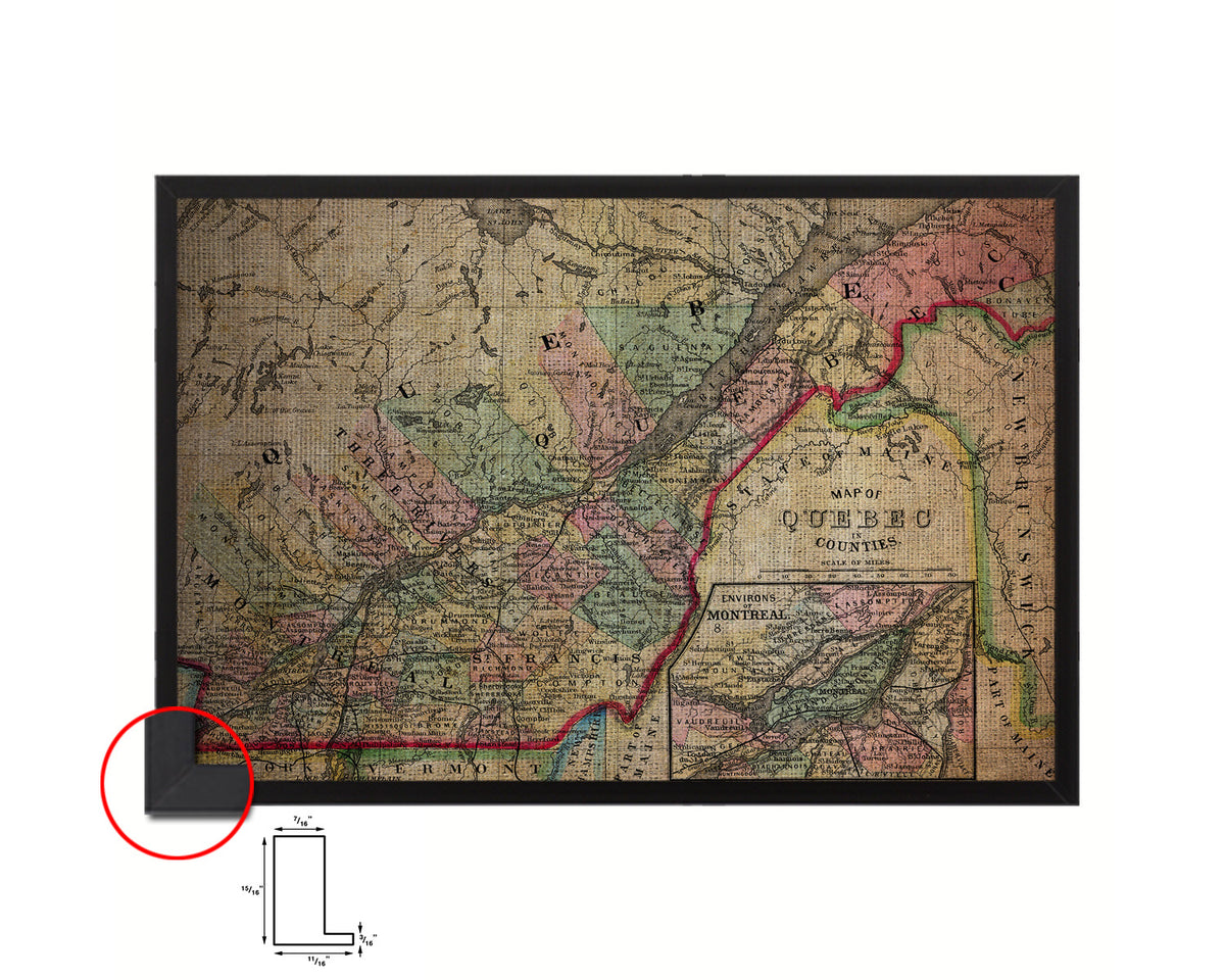 Ontario Canada Vintage Map Framed Print Art Wall Decor Gifts