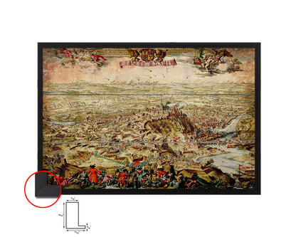 Mountain Fortress Siege Atlas Fortifications Battle Antique Map Framed Print Art Wall Decor Gifts