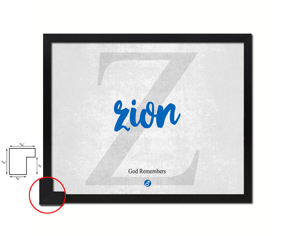 Zion Personalized Bible Name Plate Framed Print Art Kids Baby Room Wall Decor Gifts