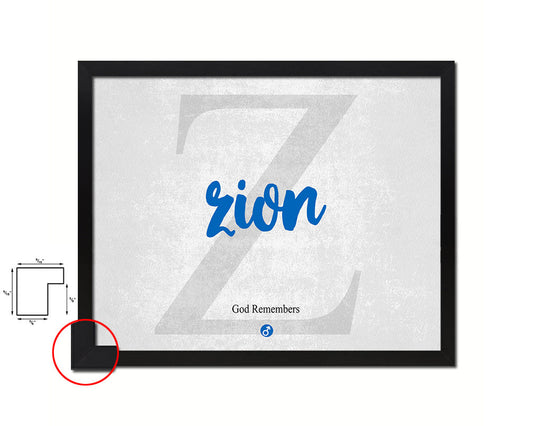 Zion Personalized Bible Name Plate Framed Print Art Kids Baby Room Wall Decor Gifts