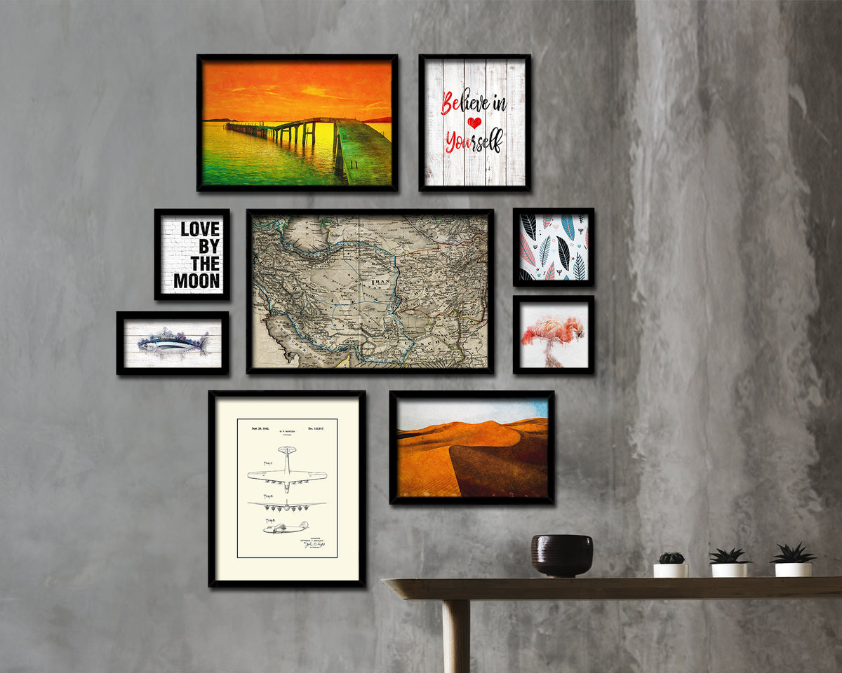 Iran Afghanistan Historical Map Framed Print Art Wall Decor Gifts