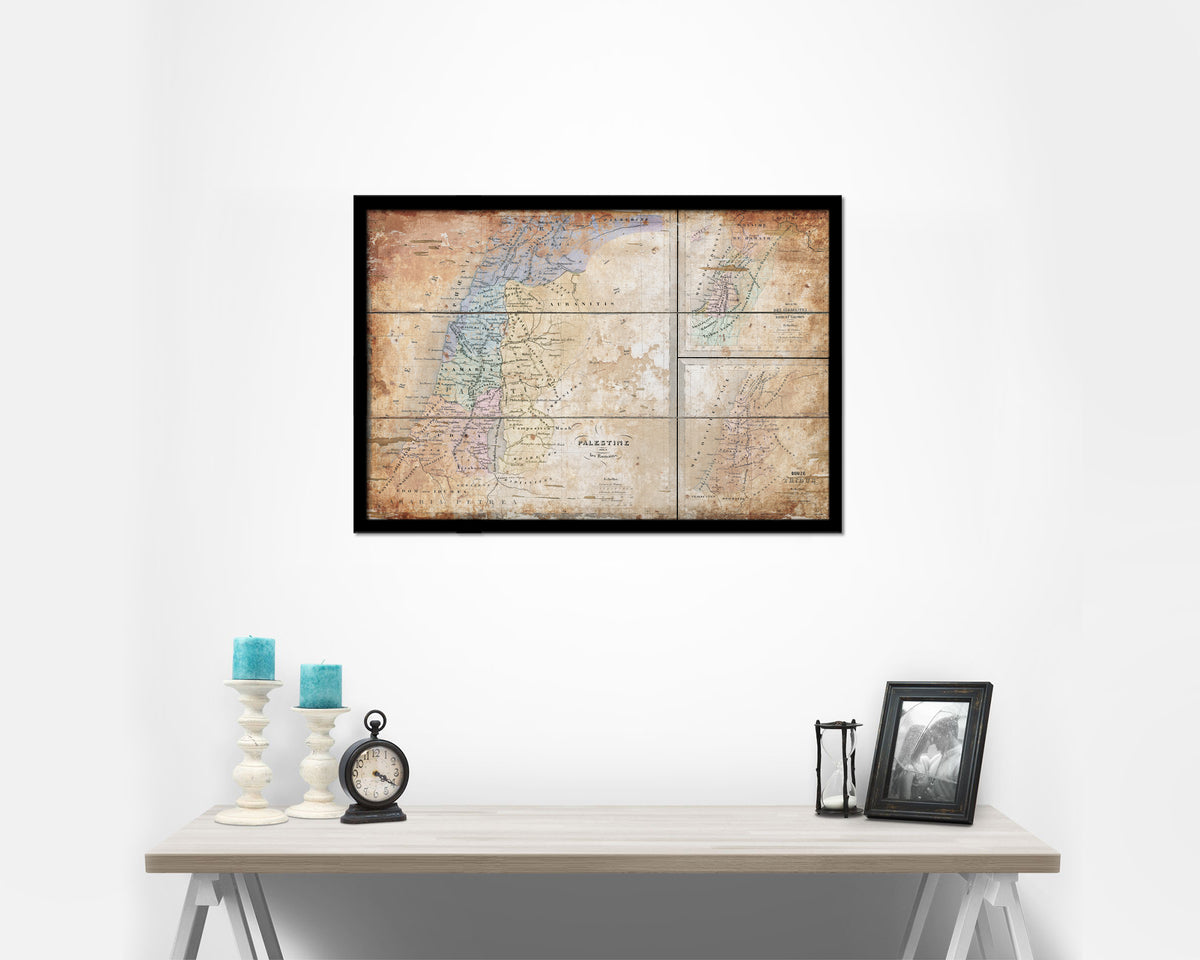 Holy Land Romans David Solomon Israel Palestine Antique Map Framed Print Art Wall Decor Gifts