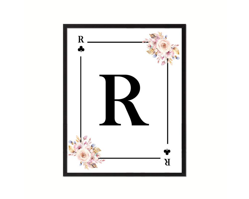 Letter R Custom Initial Boho Monogram Playing Card Framed Prints Wall Art