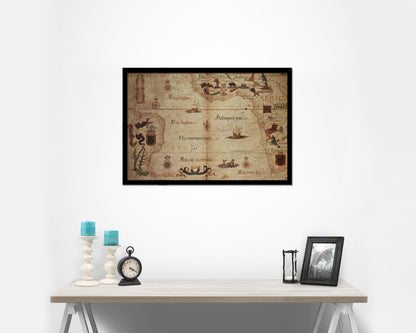 Portolan Chart of Atlantic Ocean Historical Map Framed Print Art Wall Decor Gifts