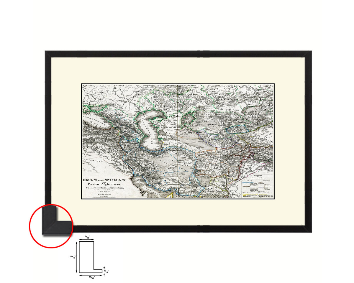 Middle East Iran Iraq Old Map Framed Print Art Wall Decor Gifts