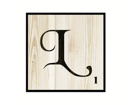 Letter L Custom Scrabble Sign Framed Prints Wall Art Decor Gifts, Wood