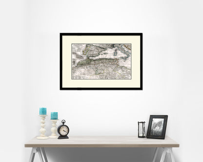 Western Mediterranean Old Map Framed Print Art Wall Decor Gifts