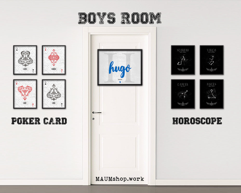 Hugo Personalized Bible Name Plate Framed Print Art Kids Baby Room Wall Decor Gifts