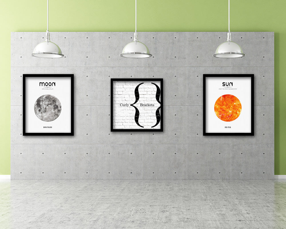 Curly Brackets Punctuation Symbol Framed Print Home Decor Wall Art Teacher Gifts