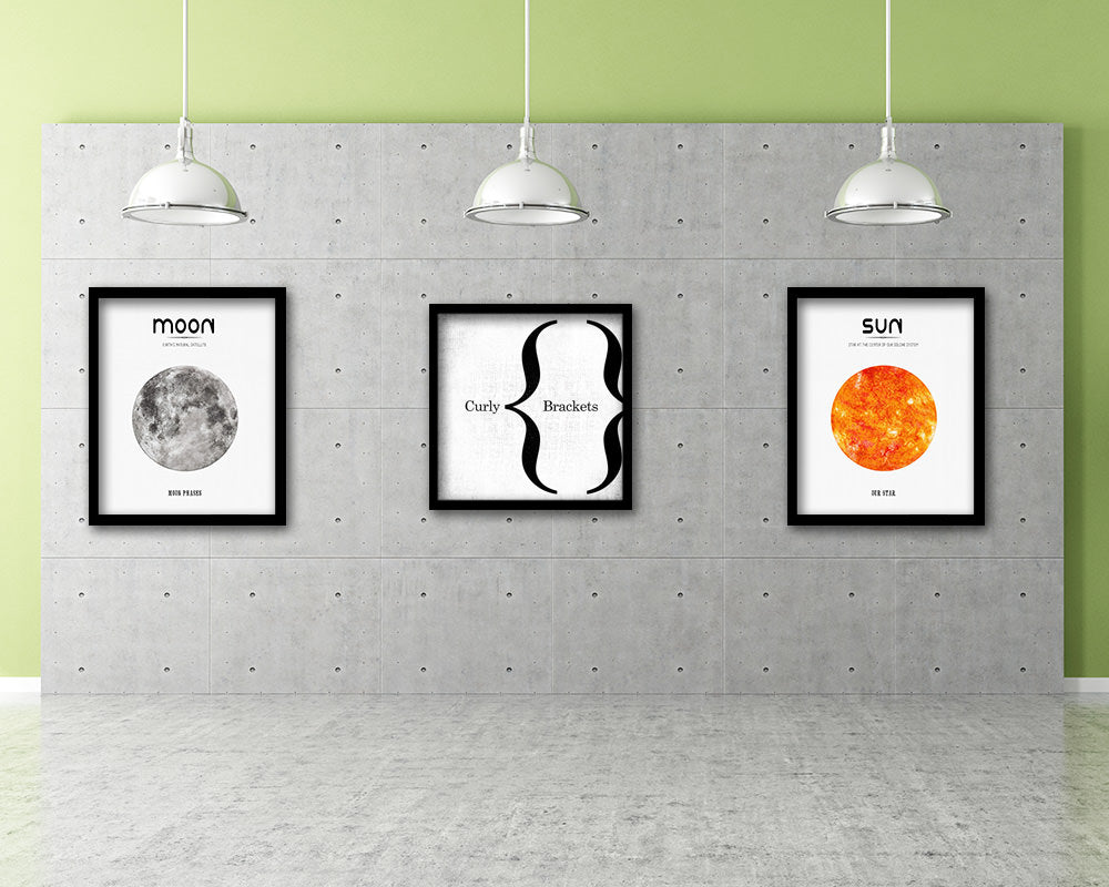 Curly Brackets Punctuation Symbol Framed Print Home Decor Wall Art Teacher Gifts