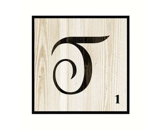 Letter T Custom Scrabble Sign Framed Prints Wall Art Decor Gifts, Wood