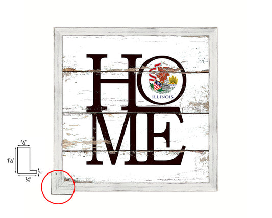 Illinois State Flag Home Sign Framed Print Decor Wall Art Gifts