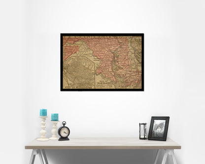 Maryland Circa Historical Map Framed Print Art Wall Decor Gifts
