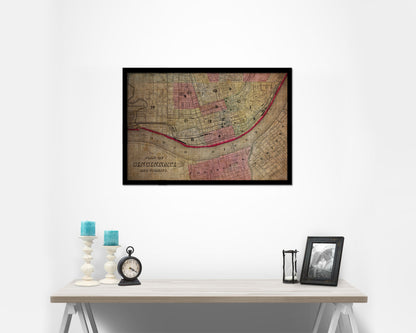 Cincinnati Vintage Map Framed Print Art Wall Decor Gifts